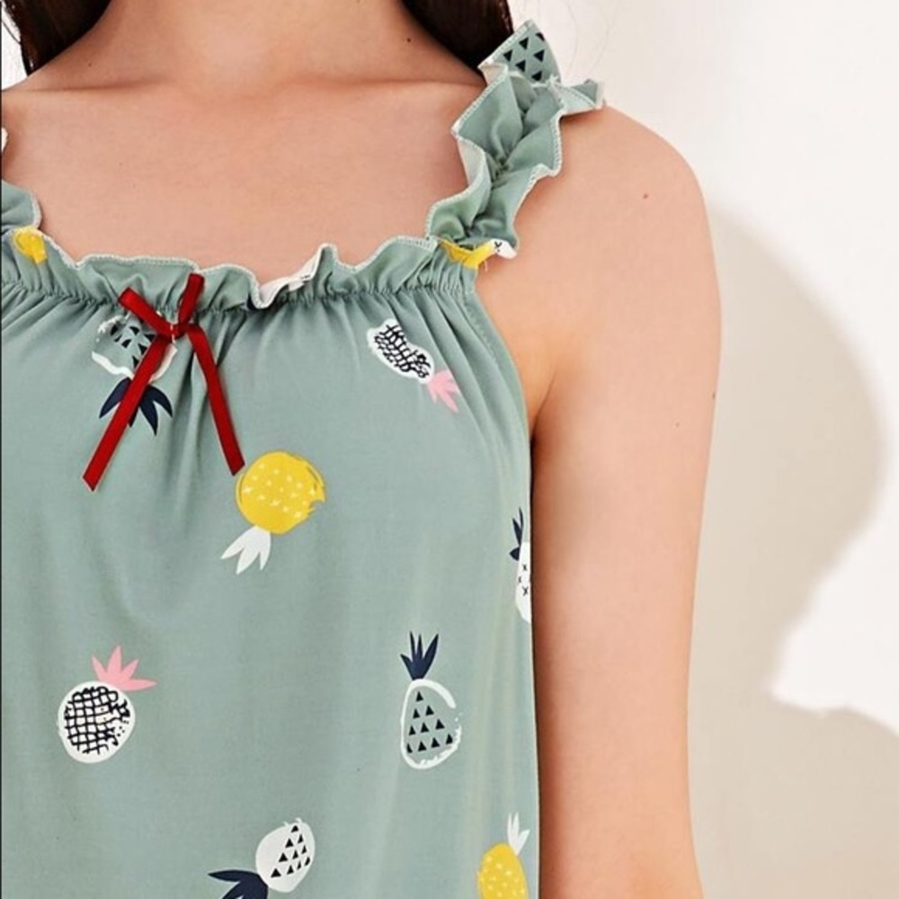 New Green Ruffle Cami Nightgown - Picture 3 of 6